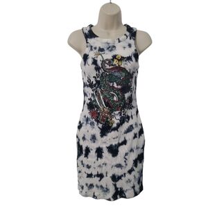 Tie Dye Dragon Print Body Con Dress